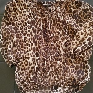 WOMEN EXPRESS CHEETAH SCHEME BLOUSE SIZE XS